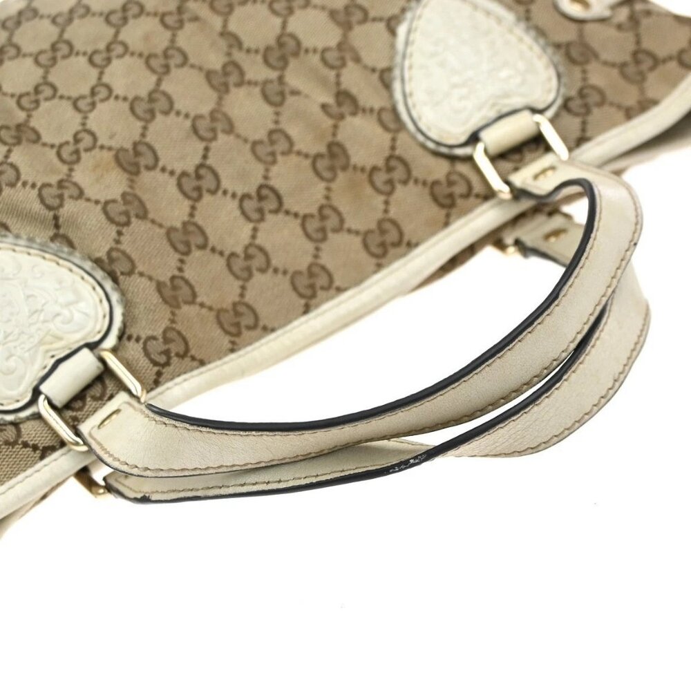 GUCCI GG Pattern Shoulder Tote Bag Canvas Leather Brown White GHW Italy 31EG320 - Picture 7 of 15